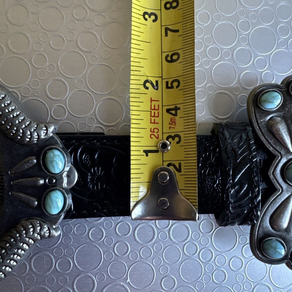 NWT Lucky & Blessed Black Embossed Concho Belt - Size L Runs Bigger Dust Bag - Picture 10 of 15